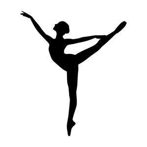 Ballet Dancer Silhouette - Black on White