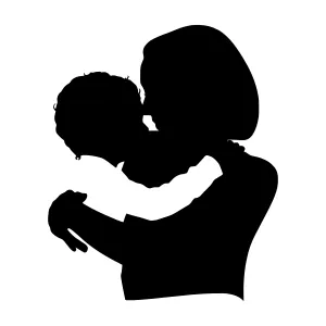 Silhouette Mother & Child Embrace
