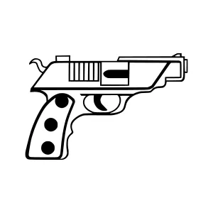 Black Line Art Gun Illustration