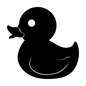 Black Rubber Duck Silhouette Vector Icon