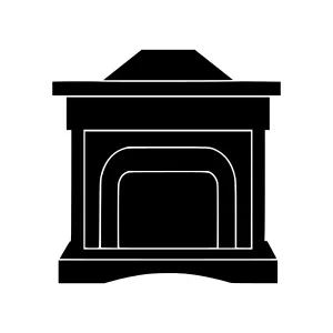 Silhouette Fireplace Icon - Black Vector Illustration