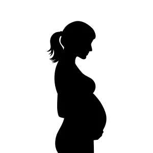 Pregnant Woman Silhouette - Black Outline