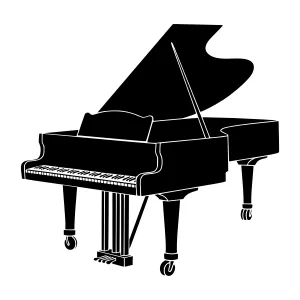 Black Silhouette Piano Vector Illustration