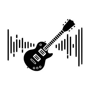 Guitar Icon - Music Wave Illustration