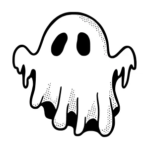 Cute Ghost Illustration - Line Art Design