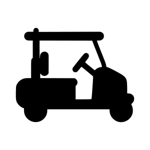 Black Golf Cart Icon - Vector Illustration