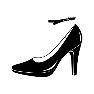 Black High Heel Shoe Icon - Vector Illustration