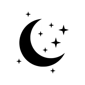 Black Moon and Stars Vector Icon