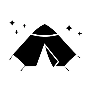 Minimalist Tent Icon with Sparkles