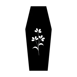Black Coffin with Floral Design - Minimalist Vector