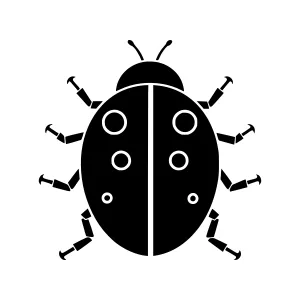 Ladybug Silhouette Icon - Black Vector Illustration