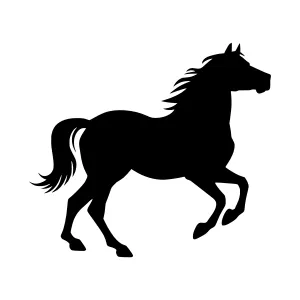 Silhouette Horse Running - Vector Graphic