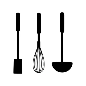 Black Kitchen Utensil Icons - Spatula Whisk Ladle
