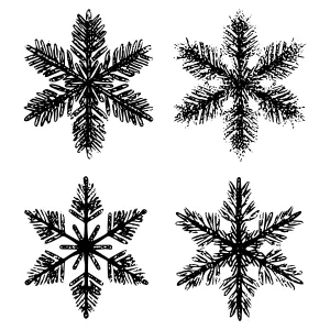 Hand Drawn Snowflake Set - Black & White Sketch