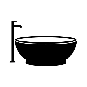 Modern Bathtub Icon - Black Silhouette