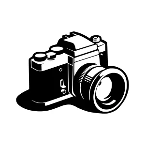 Vintage Camera Illustration - Black & White