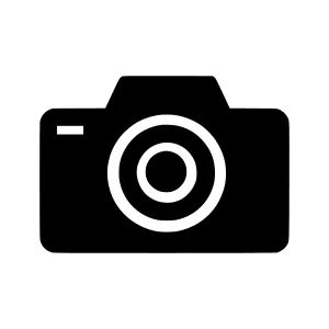 Camera Icon - Black & White Vector Illustration