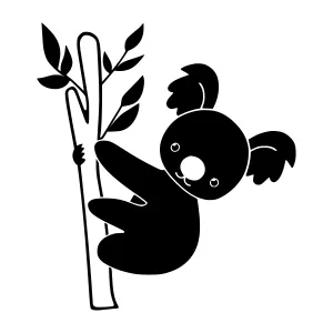 Cute Koala Silhouette on Branch - Vector Illustration