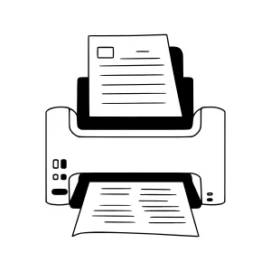 Black & White Printer Icon - Document Illustration