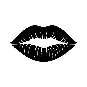 Black Lips Outline Icon - Vector Illustration