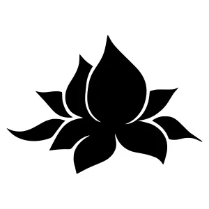 Lotus Flower Icon - Black Silhouette