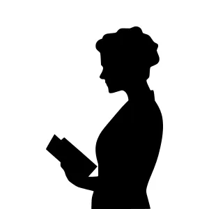 Silhouette Woman Reading Book - Minimalist Vector