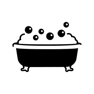 Black Bathtub Icon with Bubbles