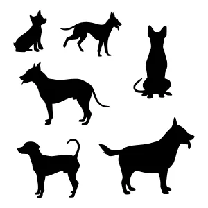 Dog Silhouettes - Set of Six Animals