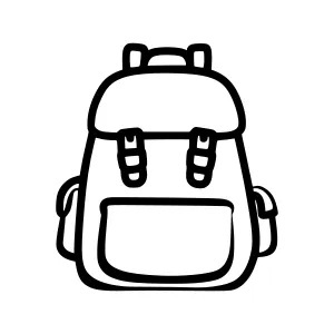 Black Backpack Outline Icon - Vector Illustration