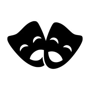 Theater Masks Icon - Dramatic Silhouette