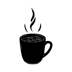 Hot Chocolate Mug with Marshmallows - Black Silhouette