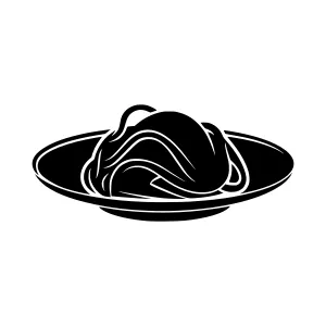 Black Pasta Silhouette on Plate - Vector Illustration