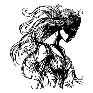Elegant Black & White Woman Silhouette