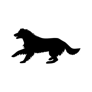 Silhouette Dog Running - Black Vector Animal