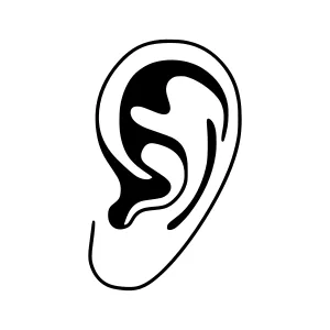 Abstract Ear Icon - Minimalist Black & White Vector
