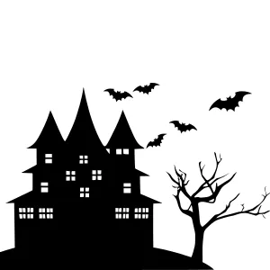 Halloween Castle Silhouette Bats