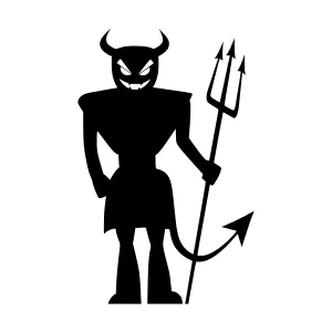 Silhouette Devil with Trident - Vector Illustration