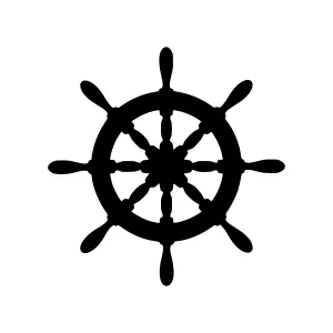 Ship Wheel Icon - Black Silhouette