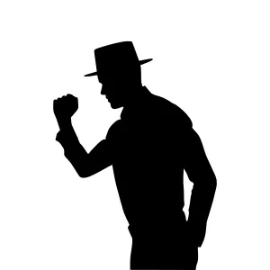 Silhouette Man with Hat - Dynamic Pose