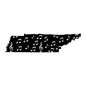Tennessee Music Map - Black Silhouette
