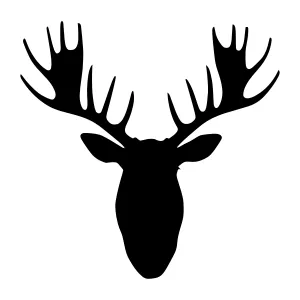 Silhouette Deer Head - Black on White