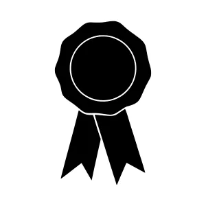 Black Award Ribbon Icon - Vector Illustration