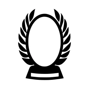 Black Laurel Wreath Award Badge Icon