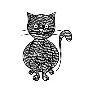 Cute Cartoon Cat Sketch Illustration