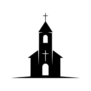 Black Church Silhouette Vector Icon