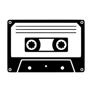 Retro Cassette Tape Icon - Black & White Vector