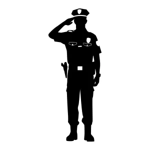 Silhouette Soldier Saluting - Vector Illustration