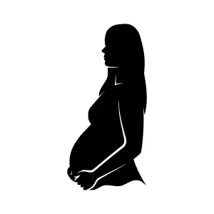 Pregnant Woman Silhouette - Black Outline