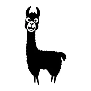Cute Black Silhouette Llama Vector Illustration
