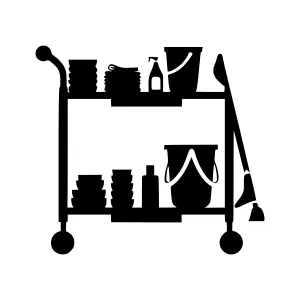 Vintage Serving Cart Icon - Black Silhouette
